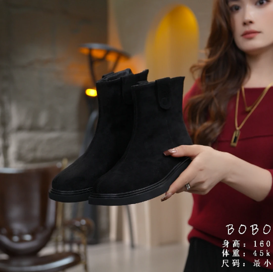 BOBOJIE/【傲行靴】秋冬韩版时尚潮流厚底百搭休闲加绒短靴2-278