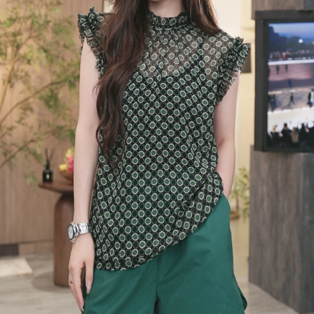 BOBOJIE/【绿色森林】夏季时尚显瘦气质防晒碎花上衣66601