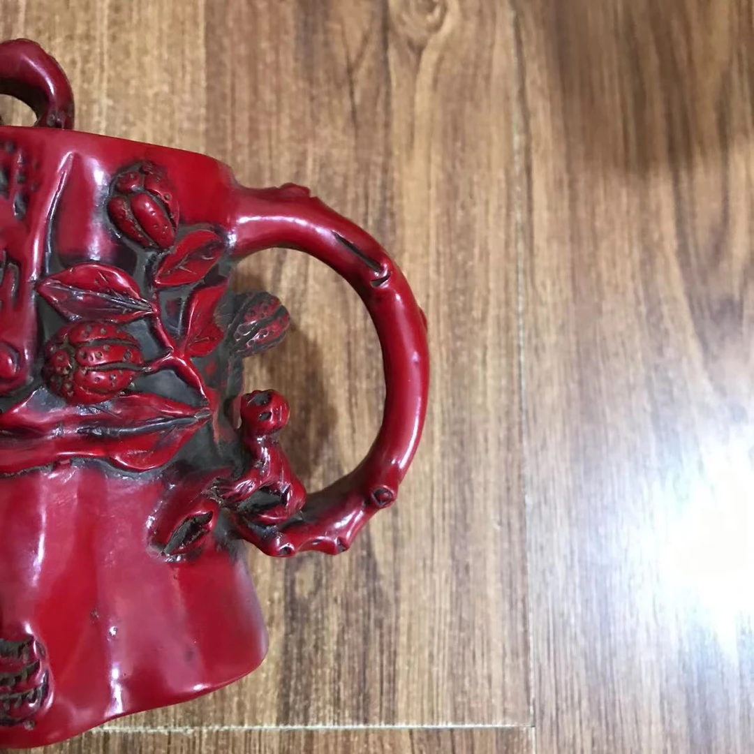508-----大漆  红 壶 家居摆件
