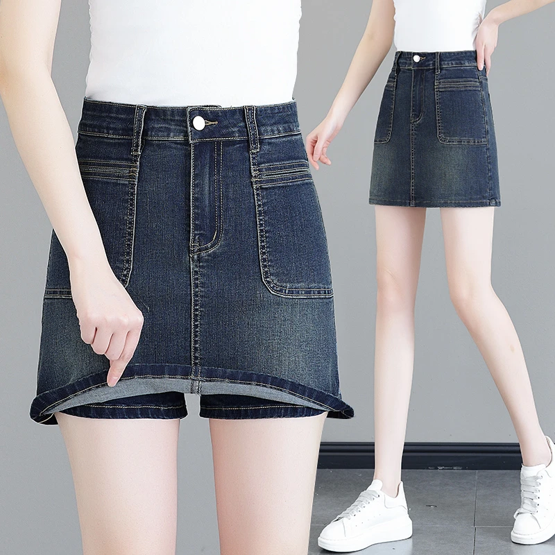 弹力显瘦半身裙裤女防走光裙子修身大码高腰夏季新款A字短裙薄款