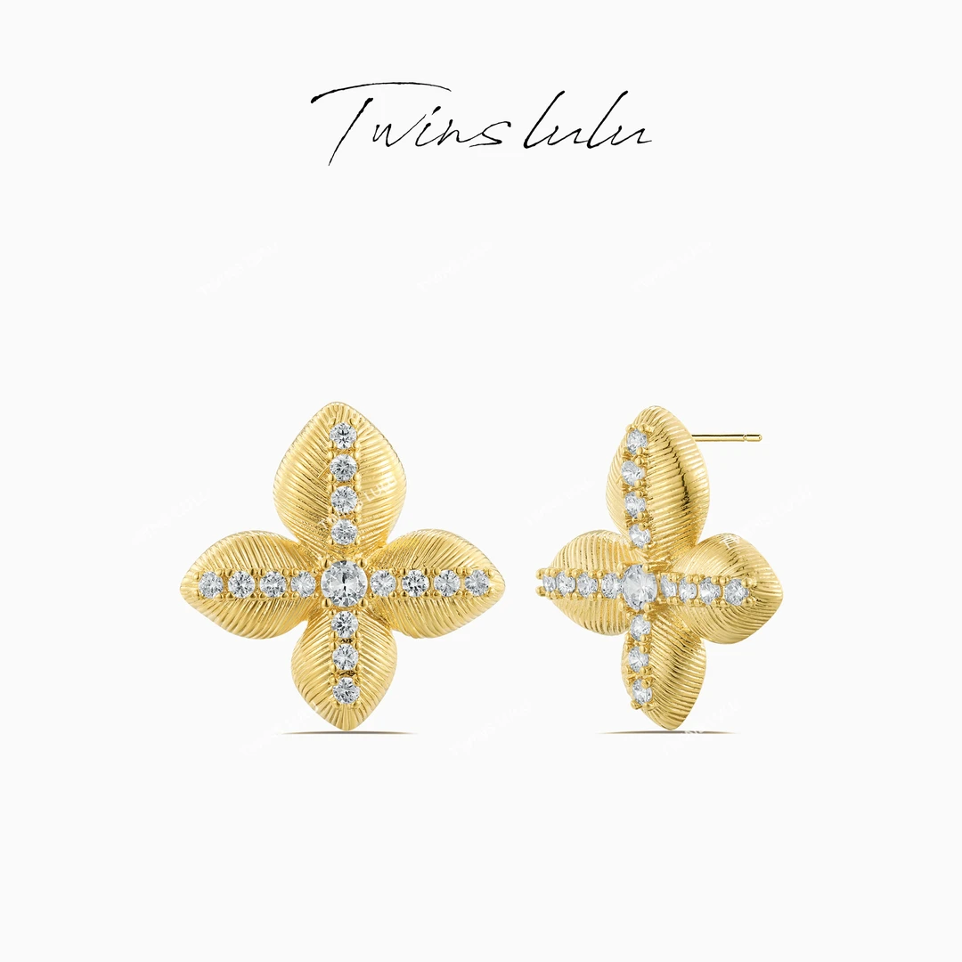TWINS LULU 镀K金高级感精致重工复古宫廷风花花耳环TSL832