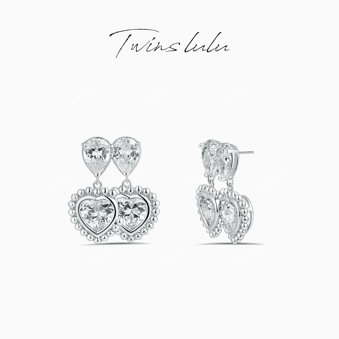 TWINS LULU 出游季  轻奢港风双爱心水滴时尚耳环TSL704