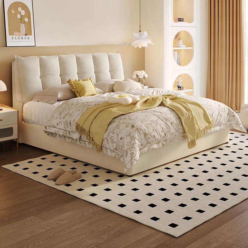 芝华仕科技布床现代简约高箱储物互不打扰双人床奶油风泡芙床C377