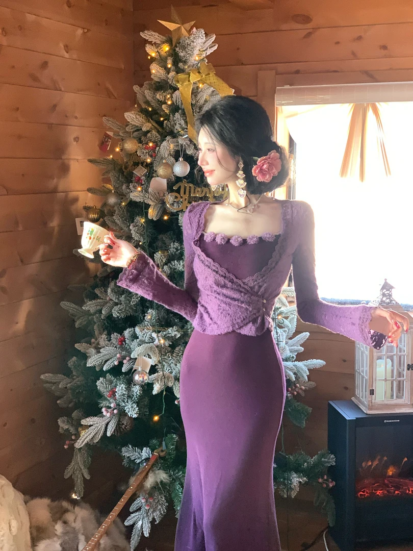 【雅乔定制】七里香外搭 设计感交叉蕾丝开衫外套DYCC-24118088