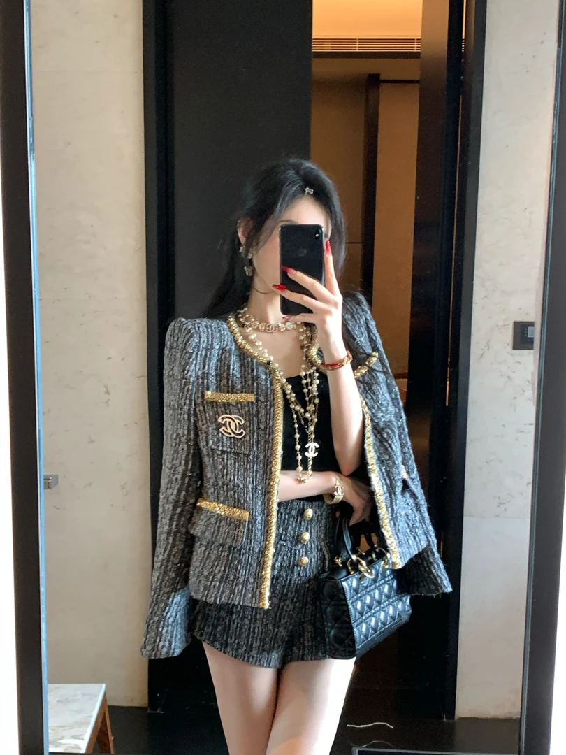 【雅乔定制】伊梦千金 小香套装充绒外套+短裤两件套DYYY-24095557