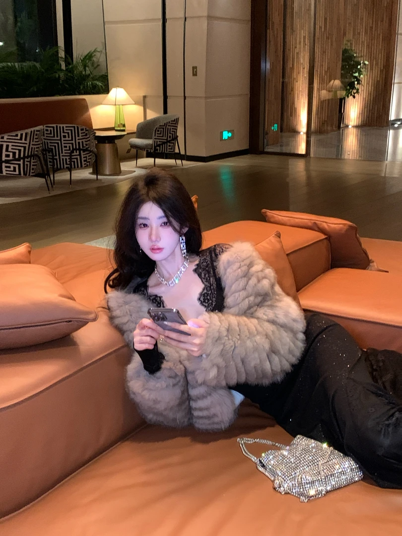 【雅乔定制】莫尼卡 轻奢高档超皇冠级狐狸毛草草外套DYJJ-24080394