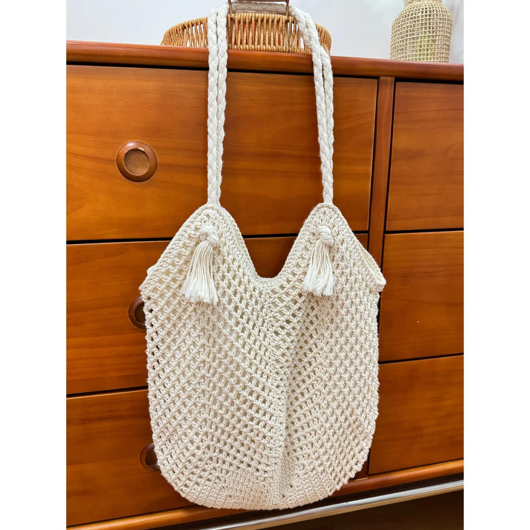 小冰涡 镂空网格手工编织包包