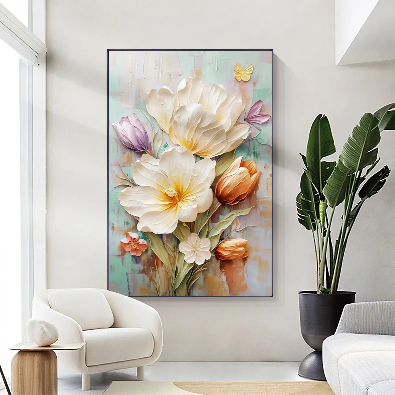 【蝶恋花】优雅客厅挂画立体感客厅画时尚装饰画现代简约私人定制画