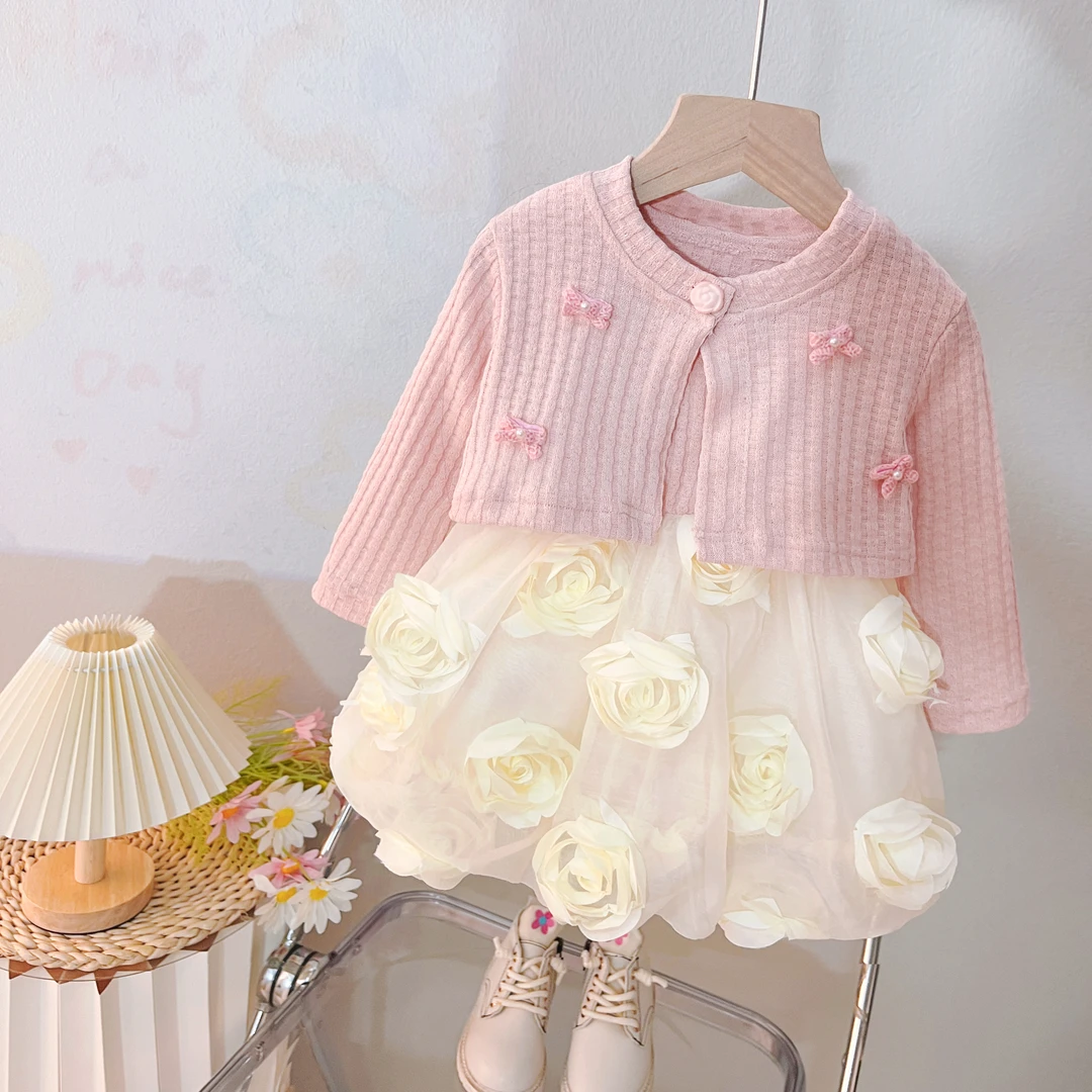 女童秋冬两件套连衣裙2024新款婴儿小宝宝0-6周岁3洋气时尚公主裙