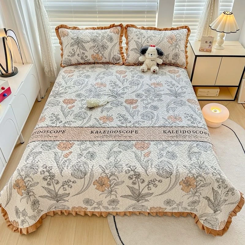 【秋冬新款】牛奶绒花边款床盖可机洗防滑不跑床加厚绗缝 松弛感
