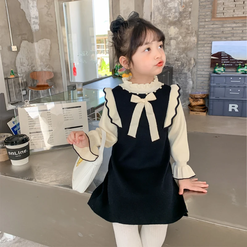 女童秋装连衣裙春秋季新款儿童洋气毛衣裙子学院风女孩秋季公主裙