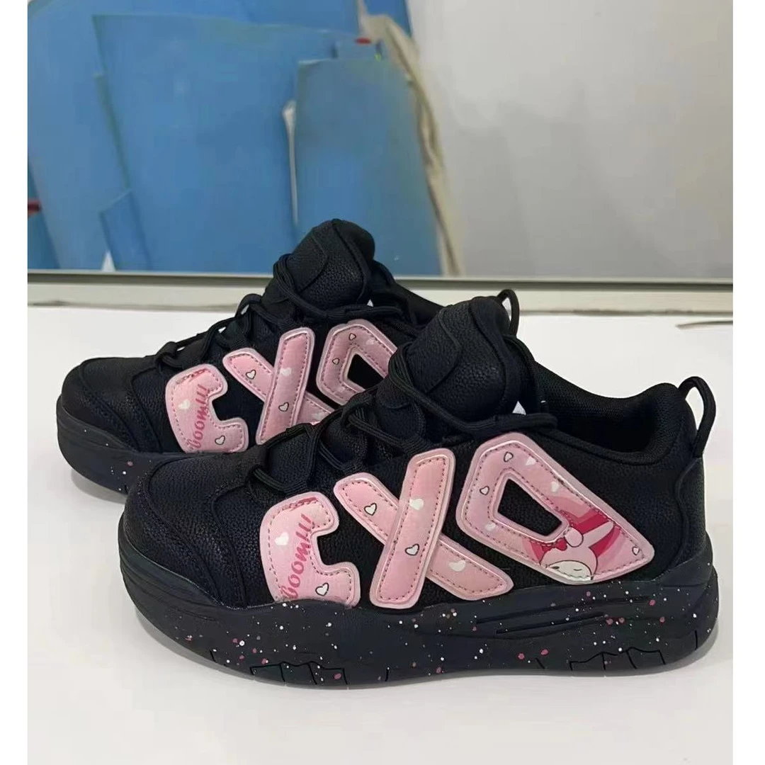 【A45】黑粉女骑士小众国潮时尚百搭面包鞋