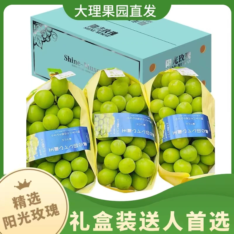 【顺丰包邮】云南大阳光玫瑰葡萄礼盒装皮薄肉厚新鲜多汁果园