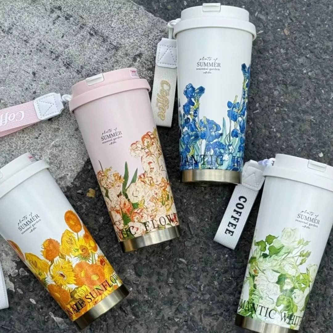 梵高系列轻奢便捷保温杯冬季奶茶咖啡2025新款高颜值三饮杯