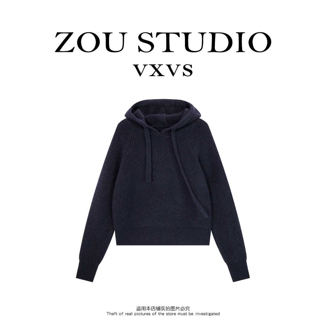 ZOU STUDIO VXVS 仙本那  新款百搭时尚插肩袖连帽毛衣99130