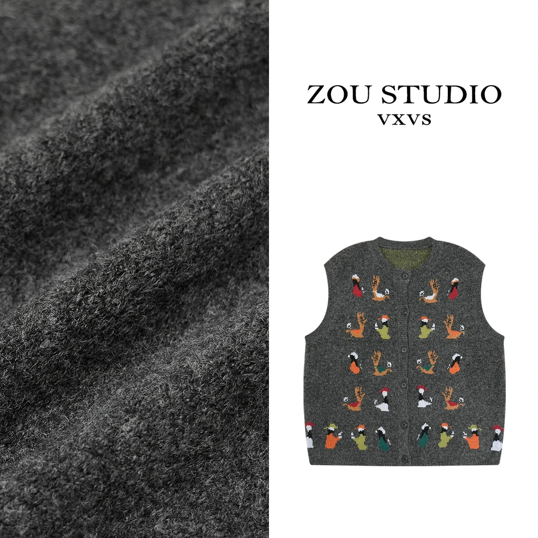 ZOU STUDIO VXVS 图标 新款百搭单排扣毛衣马甲4244
