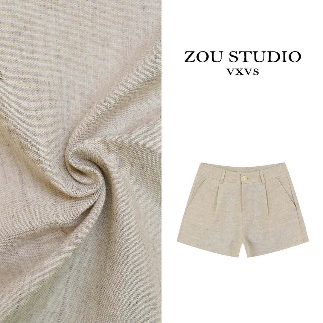 ZOU STUDIO VXVS   贵族范 夏季新款纯色休闲百搭短裤1532