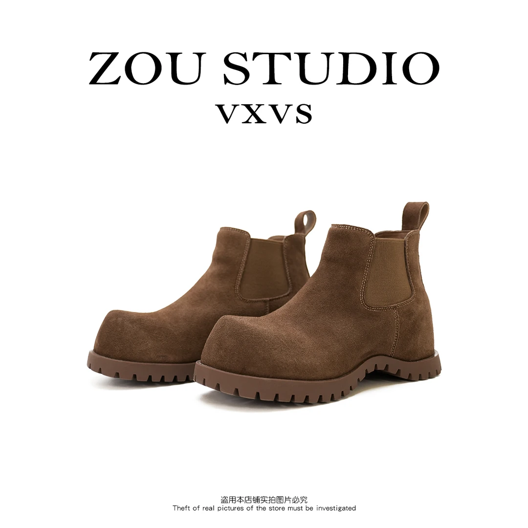 ZOU STUDIO {VXVS} 巴黎大头靴 高品质复古棕色显腿长短靴N66