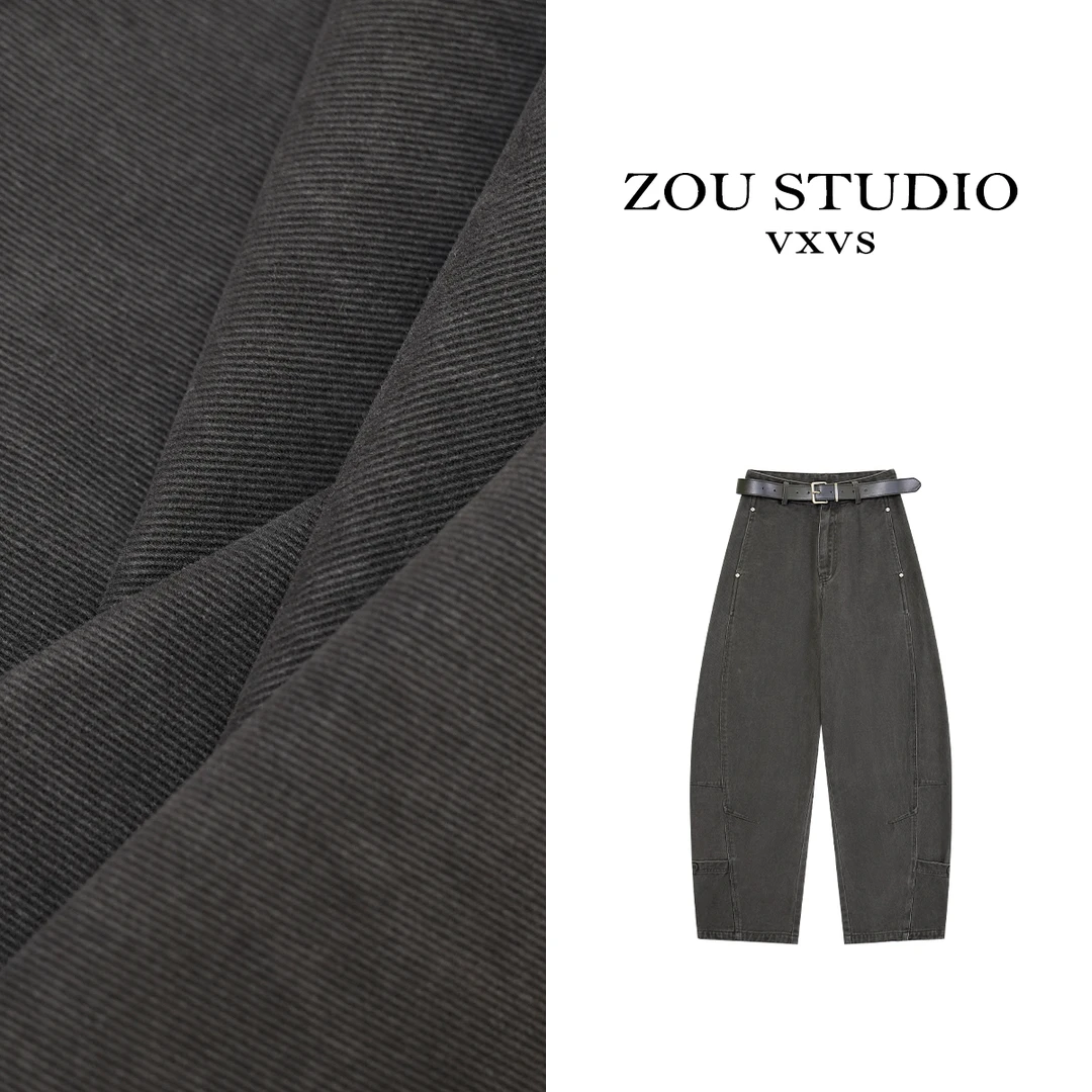 ZOU STUDIO VXVS 灰色轨迹 新款水洗百搭显瘦牛仔裤3821