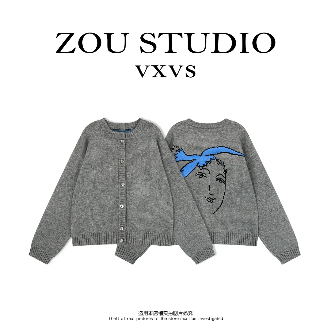 ZOU STUDIO VXVS 海鸥女孩 新款百搭海鸥圆领毛衣4241