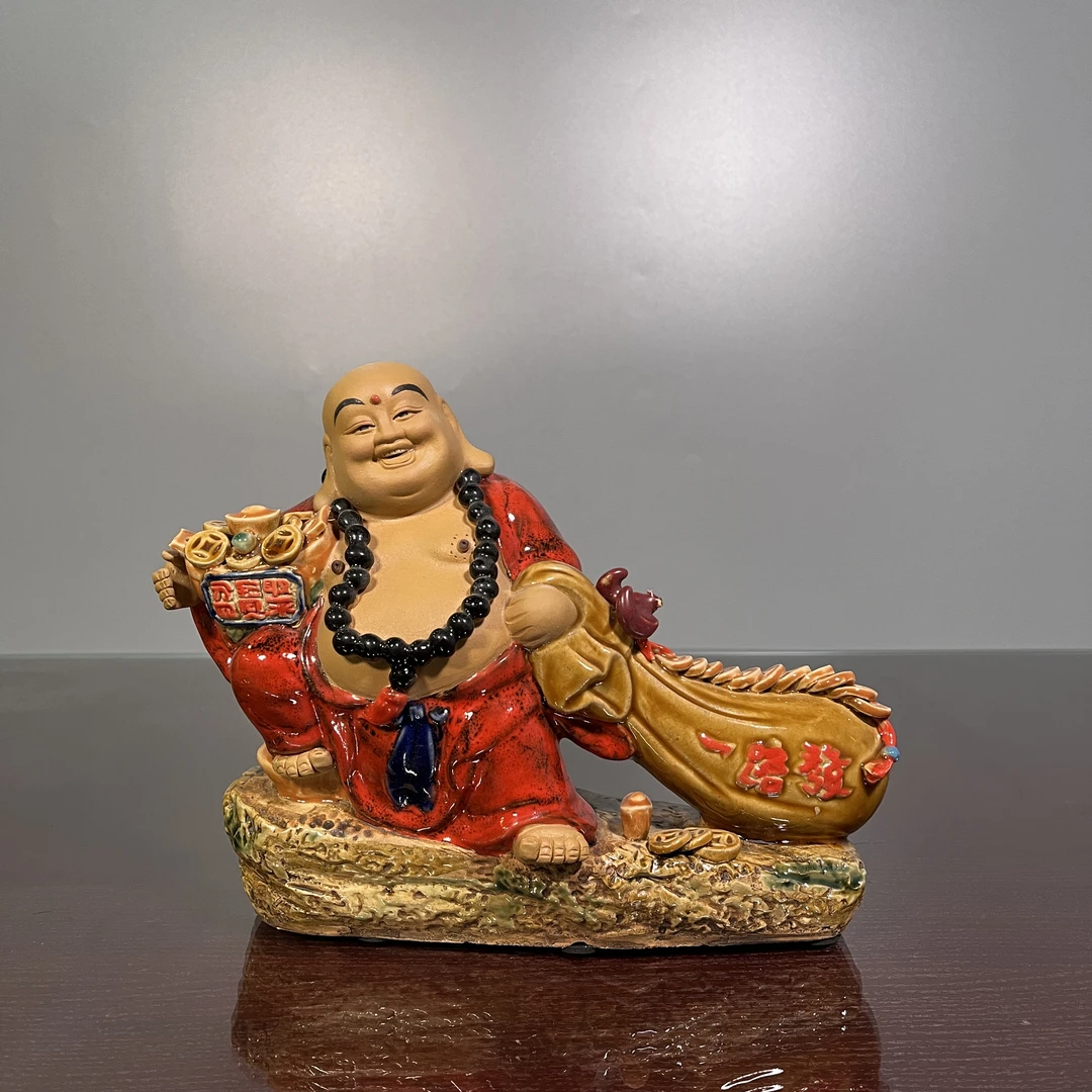 【一路发-笑佛长29宽11高22-小号】精品石湾公仔陶瓷家居摆件05