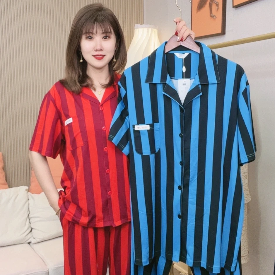 睡衣情侣款夏季高档韩版休闲女士短袖长裤家居服