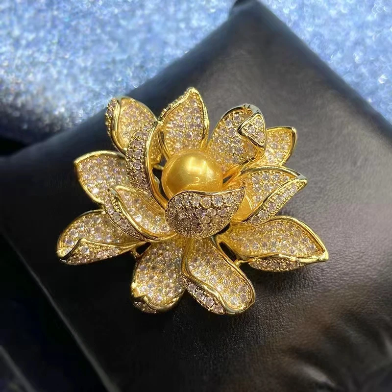 合金胸针 韩版莲花胸针优雅设计风胸针Z012