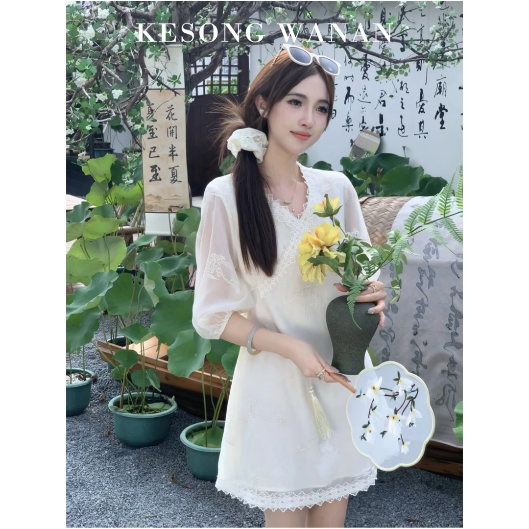 [内购福利]KESONG【广岛之恋】 重工刺绣连衣裙仙女裙 L6300P