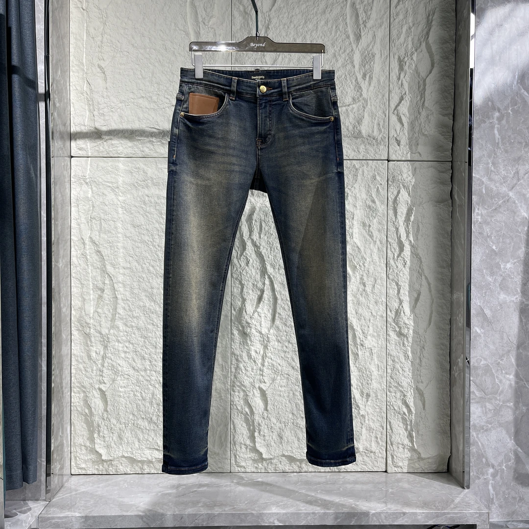 早秋高端欧货复古做旧水洗牛仔裤休闲修身弹力时尚男士秋季