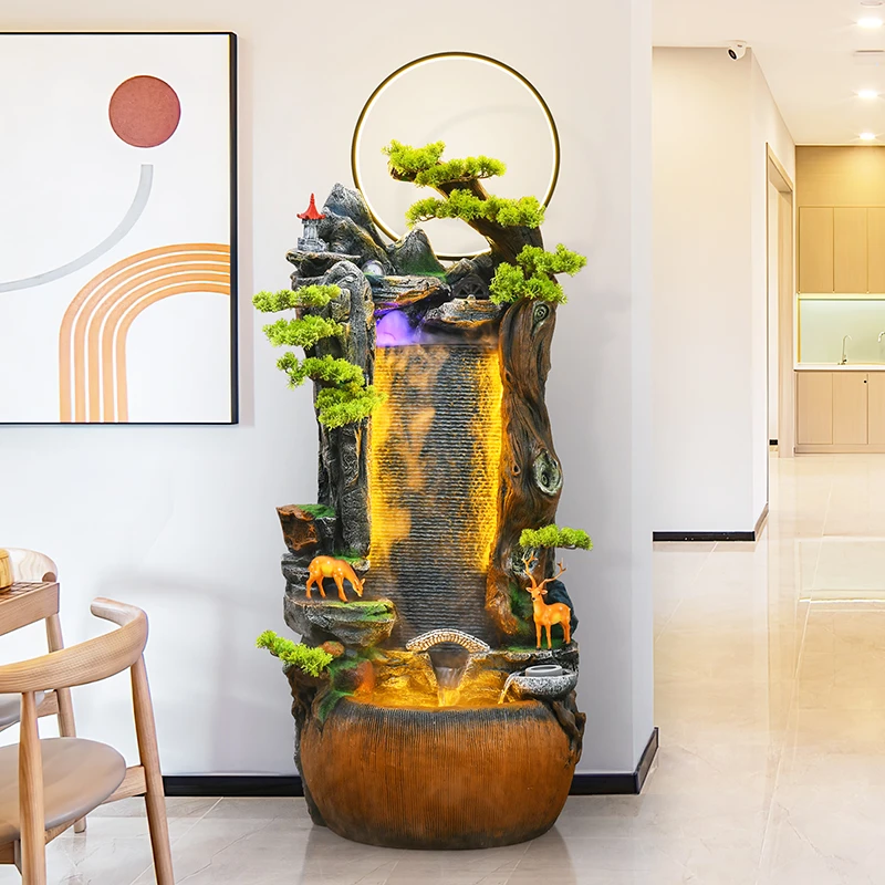 中式循环流水摆件假山喷泉招财风水轮庭院客厅鱼缸景观办公室落地