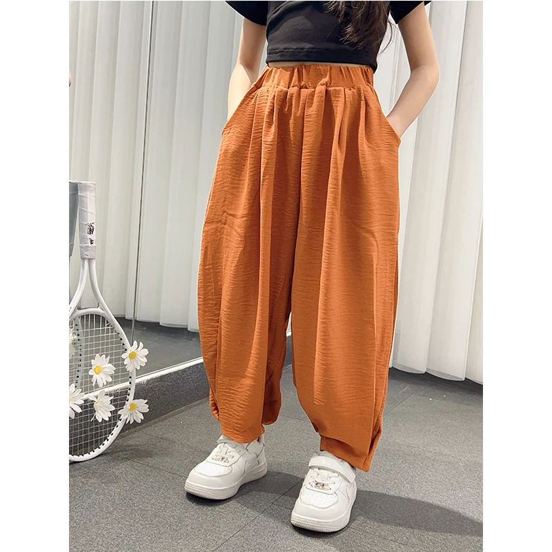 女童纯色洋气百搭薄款宽松裤子23675-1#