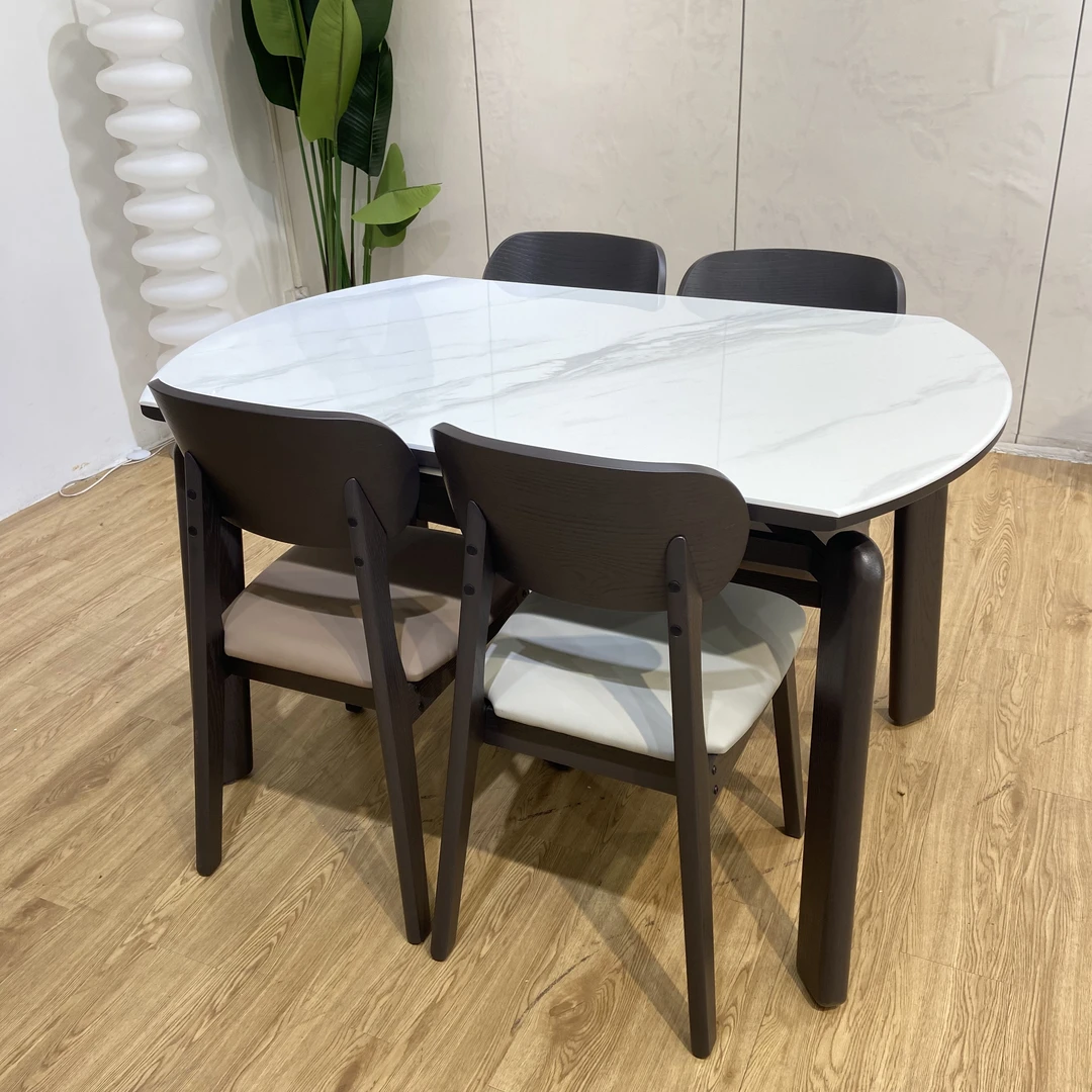 【老肉】微晶石餐桌圆变方餐桌