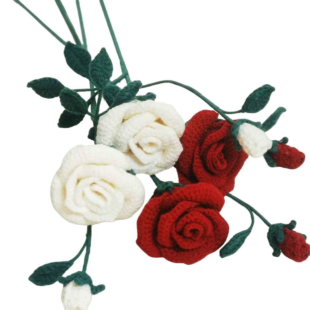 贝锦手工编织玫瑰花牡丹花DIY制作毛线花钩织送视频教程牛奶棉