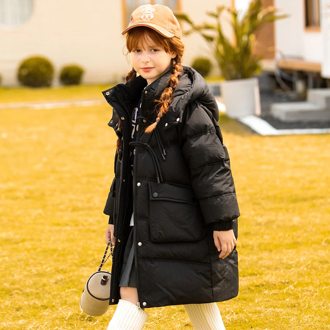 儿童羽绒服冬季2024新款韩版女童洋气中长款女孩羽绒丝服加厚外套