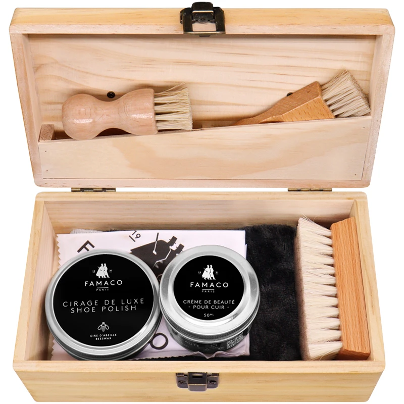 FAMACO鞋油套装黑色无色通用真皮保养油抛光鞋蜡擦皮鞋护理亮光油