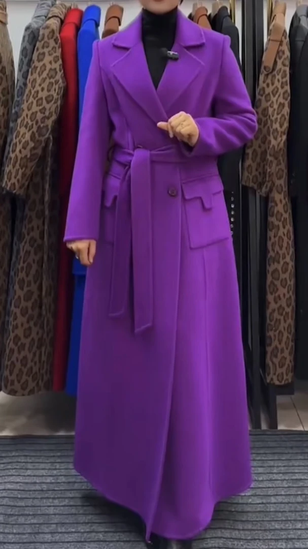 秋冬双面呢大衣长款修身显瘦气质百搭外套