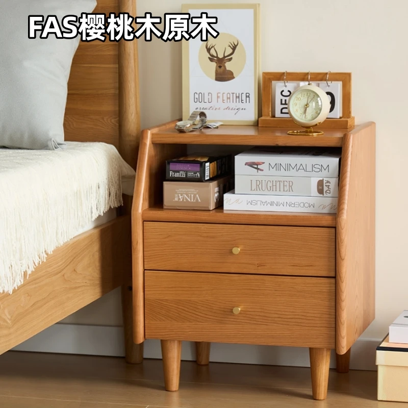 北欧樱桃木实木床头柜家用卧室抽屉式床边柜矮柜收纳柜轻奢储物柜