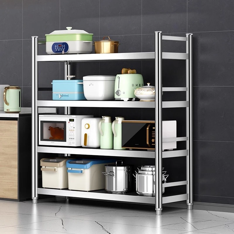 不锈钢置物架多层家用厨房架子橱柜多功能储物架落地收纳层架