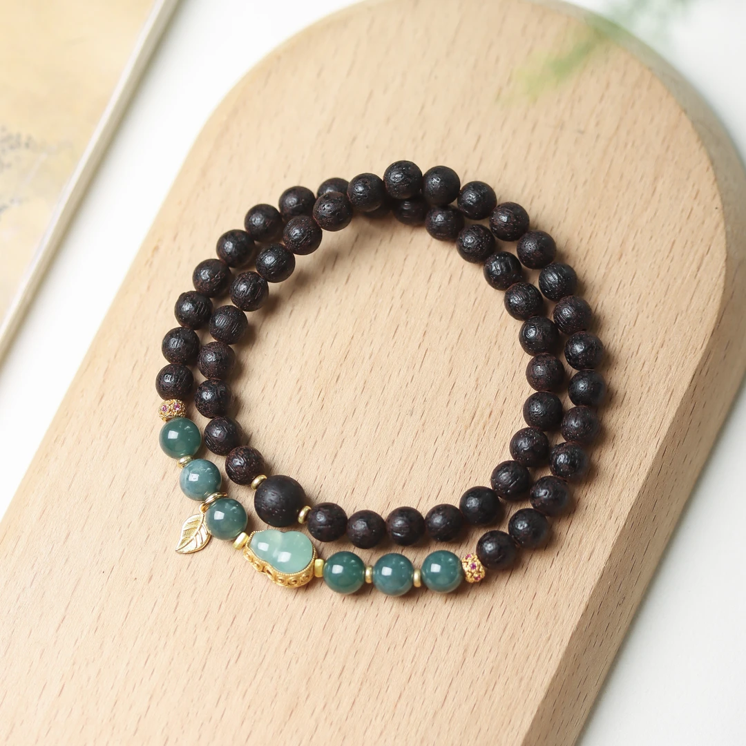 水墨蓝调 降真香+蓝翡双圈手串圆珠6mm PT-37