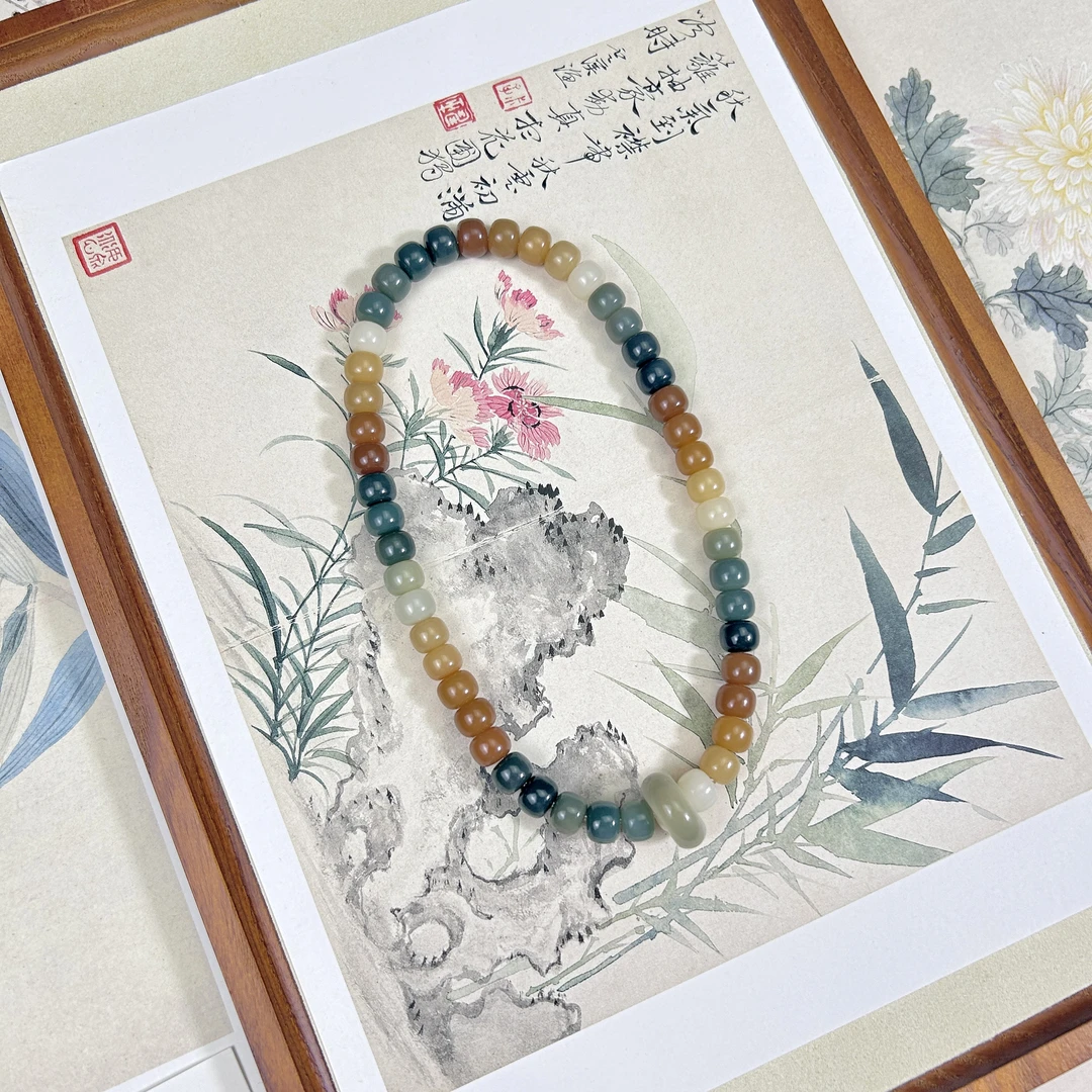 彩虹双圈 菩提根白玉菩提菩提手串