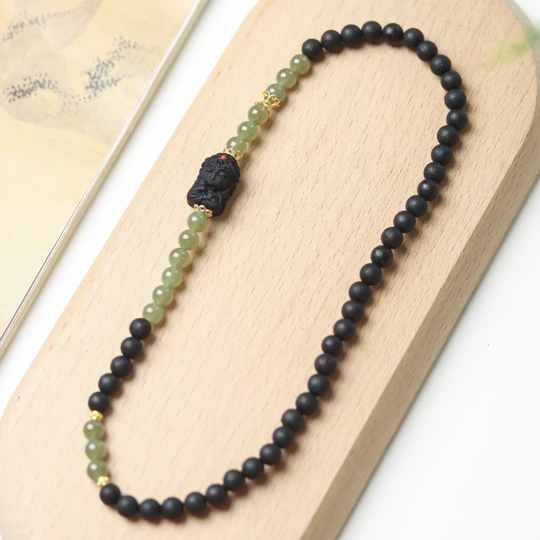 蒙面扎基降真香+和田文玩手串双圈圆珠6mm PT-37