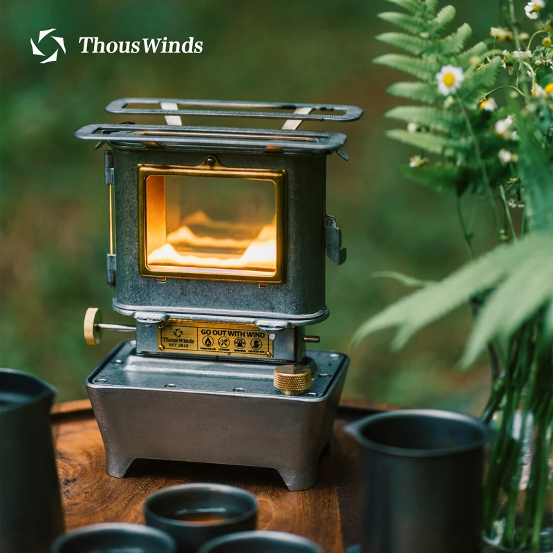 Thous Winds/千风户外不锈钢取暖炉煮复古银火舞观火油灯炉烧水炉