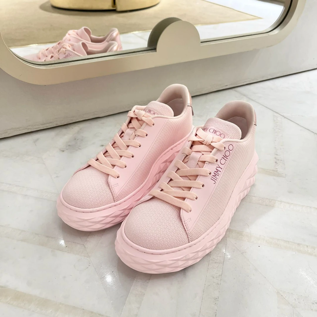 JIMMY CHOO/吉米周圆头细带板鞋 粉色