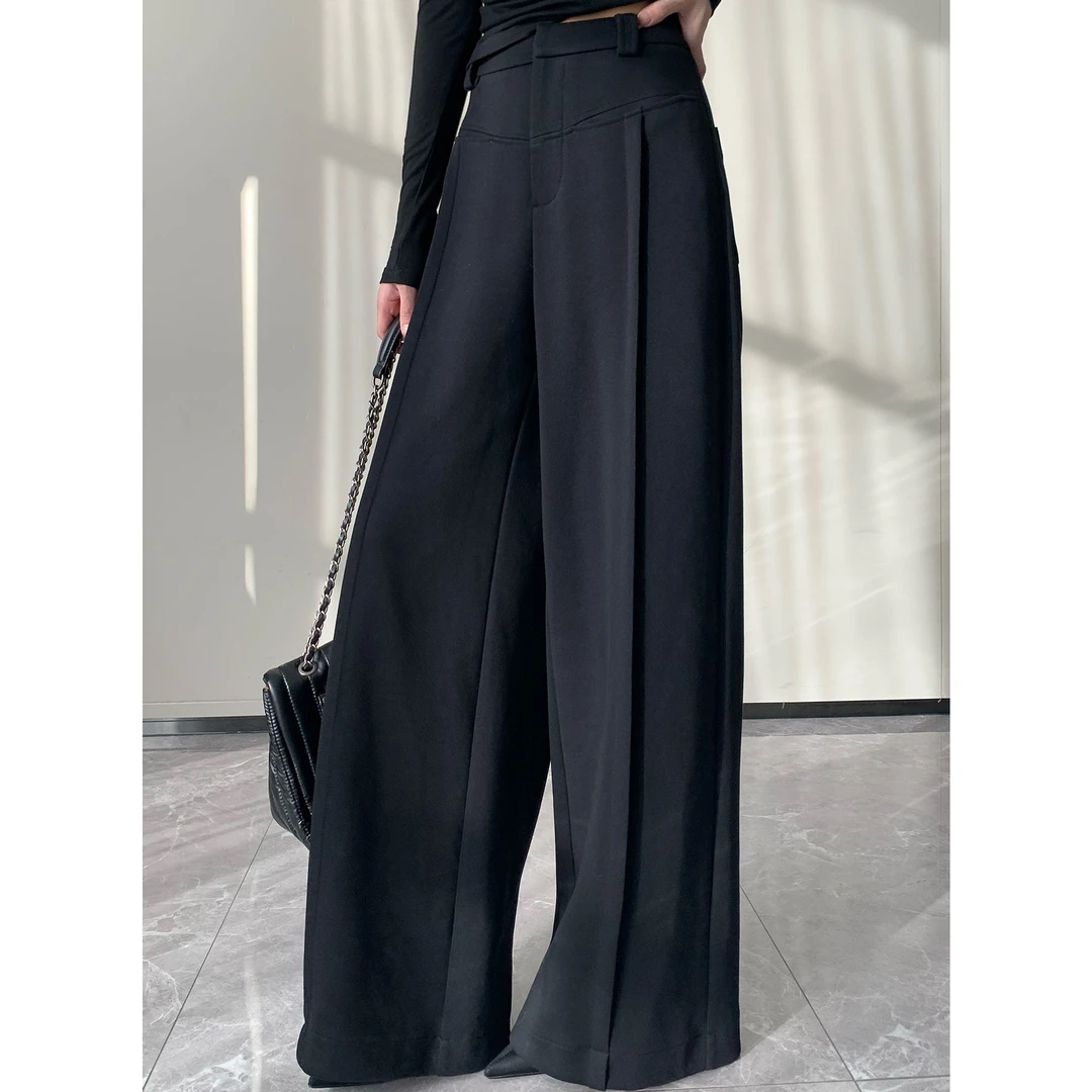 JIJINQI显瘦高腰直筒垂感裤子秋季新款时尚阔腿休闲裤JC09KZXL244