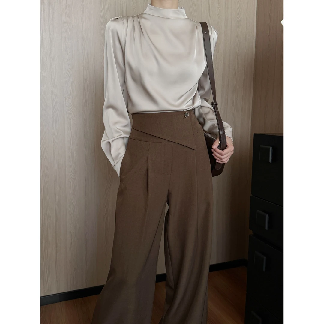 YAS 百搭休闲设计感衬衣气质秋冬修身高级感长袖衬衫 JC10SZXL320