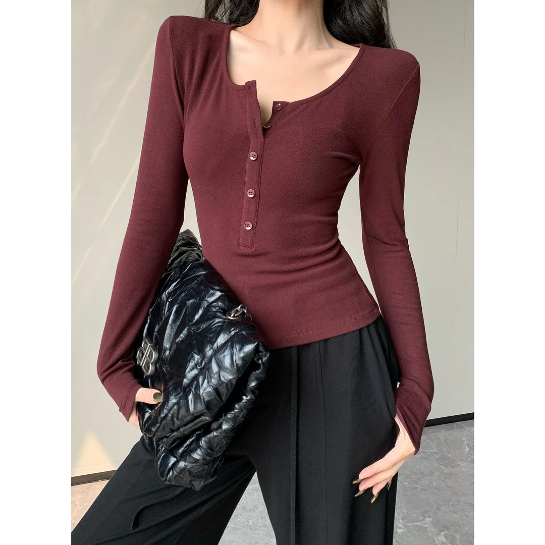 JIJINQI长袖打底衫上衣新款时尚辣妹修身针织衫蕾丝JC08SZPT371