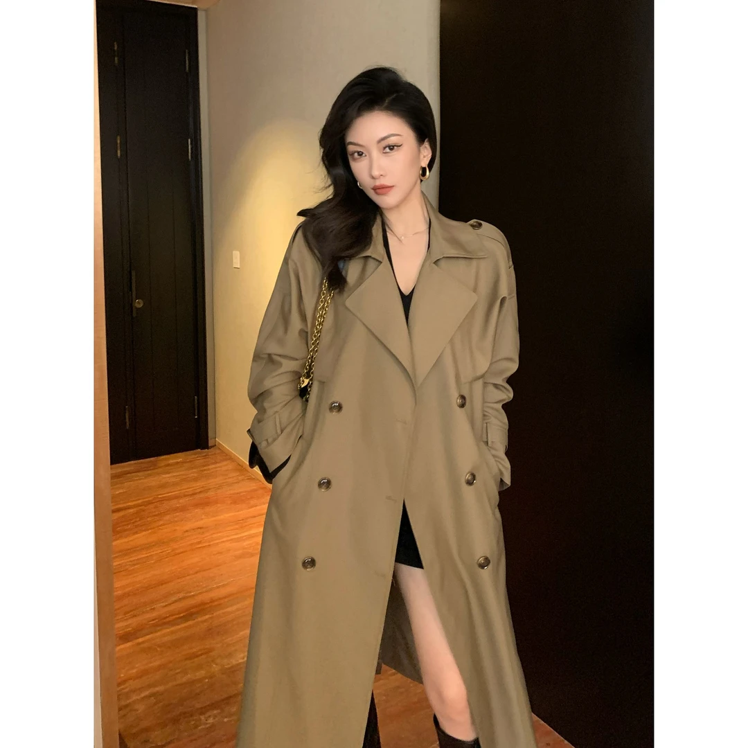 JIJINQI气质时尚褶皱风风衣2024秋季新款百搭外套女 JC07WZPT288