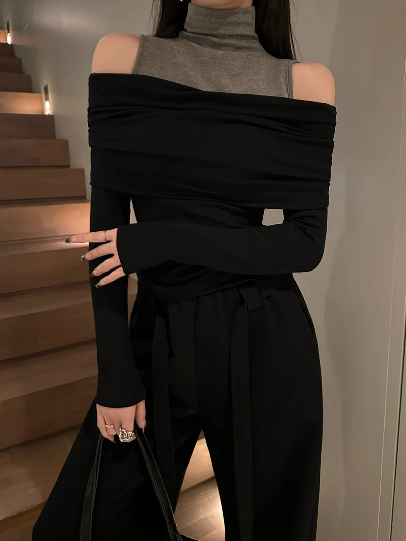 JIJINQI气质显瘦设计感长袖上衣秋季新款时尚针织衫女JC07SZXL144