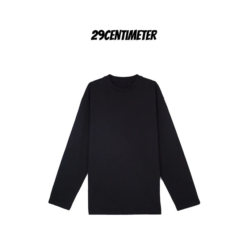 29CENTIMETER 纯棉黑色男士秋冬时尚休闲简约宽松设计圆领长袖t恤