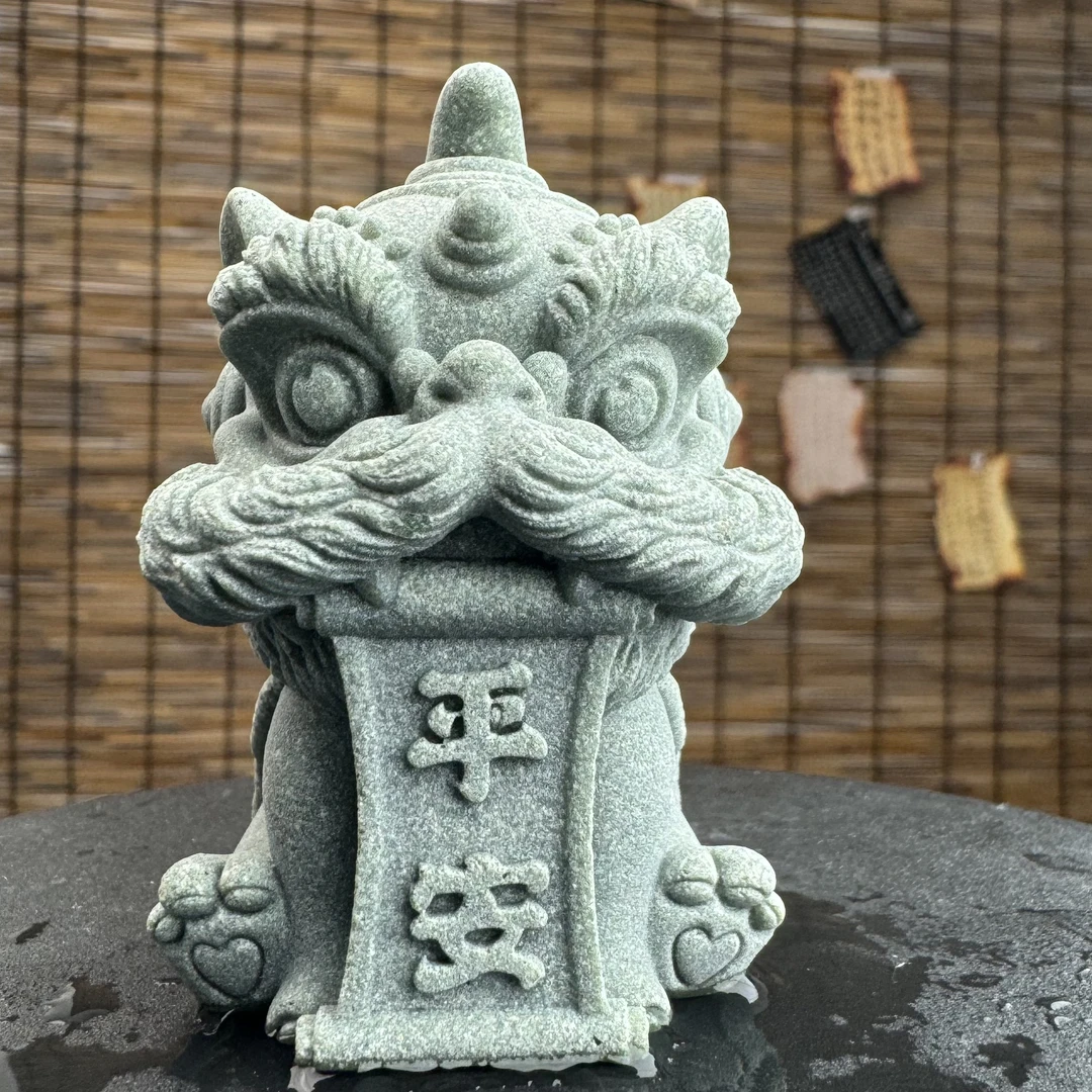 平安喜乐摆件青砂石茶桌摆件玄关造景新中式摆件茶具摆件